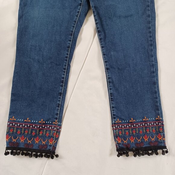 St. John's Bay Jeans Skinny Ankle Cropped Fringe Dark Wash Highrise Size Plus 14 - Picture 4 of 12